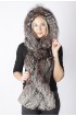 Silver fox fur hood-scarf